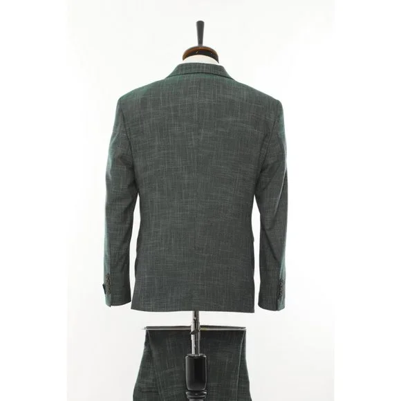 Derman Green Classic Patterned Fabric 3 Pieces Suits